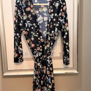 Ann Taylor Black Floral Midi Dress